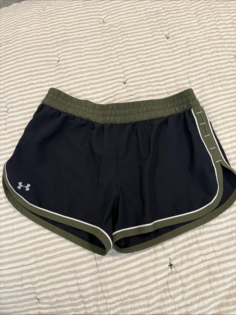 Under Armour Black Running Shorts with Olive Trim